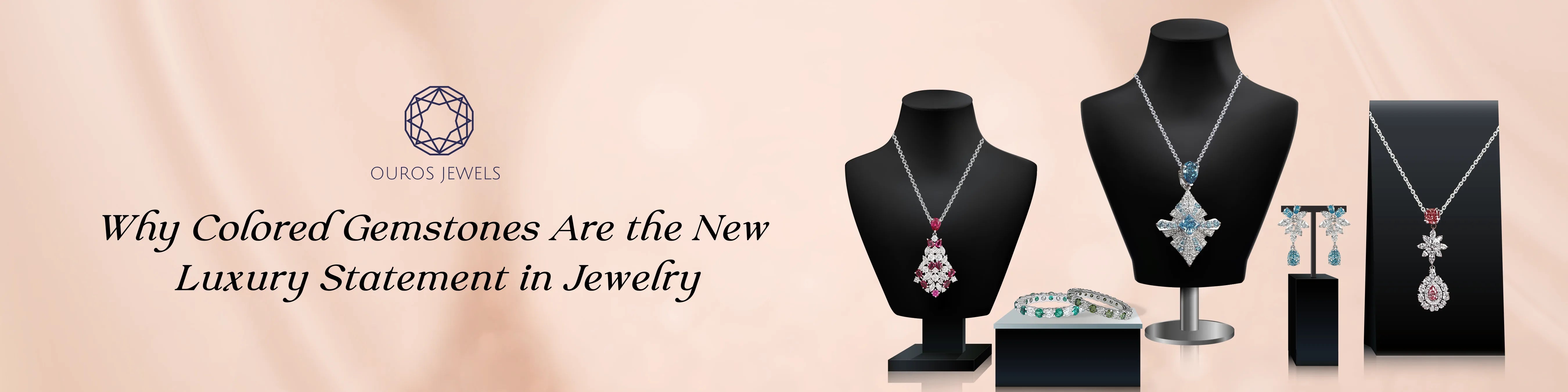 Image showing multiple colored gemstone jewelry highlighting as new luxury statement