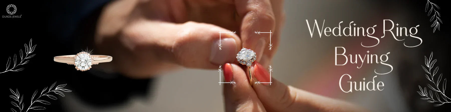 Images showing a closeup of couples hand holding a Wedding ring.