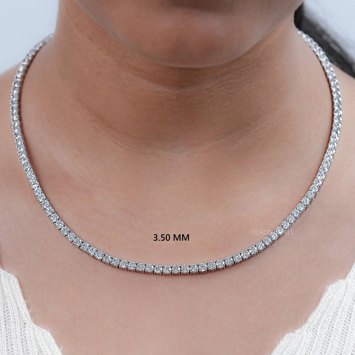 3.00 MM  Round Cut Lab Grown Diamond Stunning Necklace