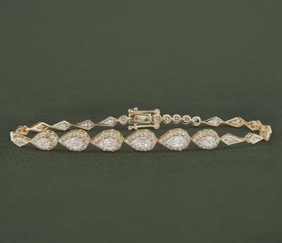 Step Cut Pear Kite Shape Diamond Bracelet