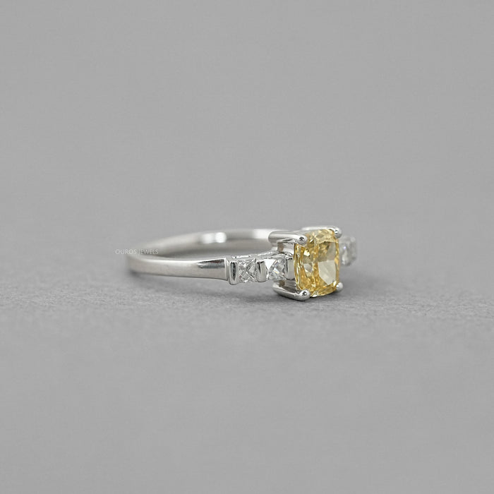 Canary Cushion Cut Lab Diamond Engagement Ring