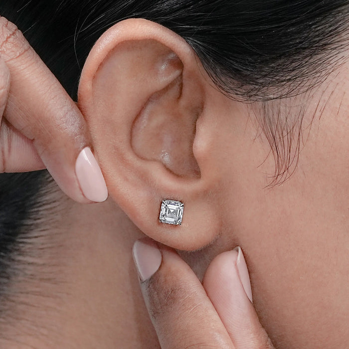 Asscher Cut Lab Made Diamond Stud Earrings