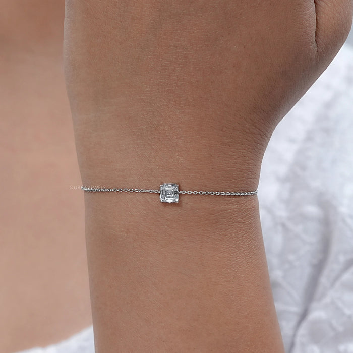 Brilliant Asscher Cut Diamond Delicate Bracelet