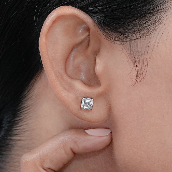 Asscher Cut Lab Made Diamond Stud Earrings