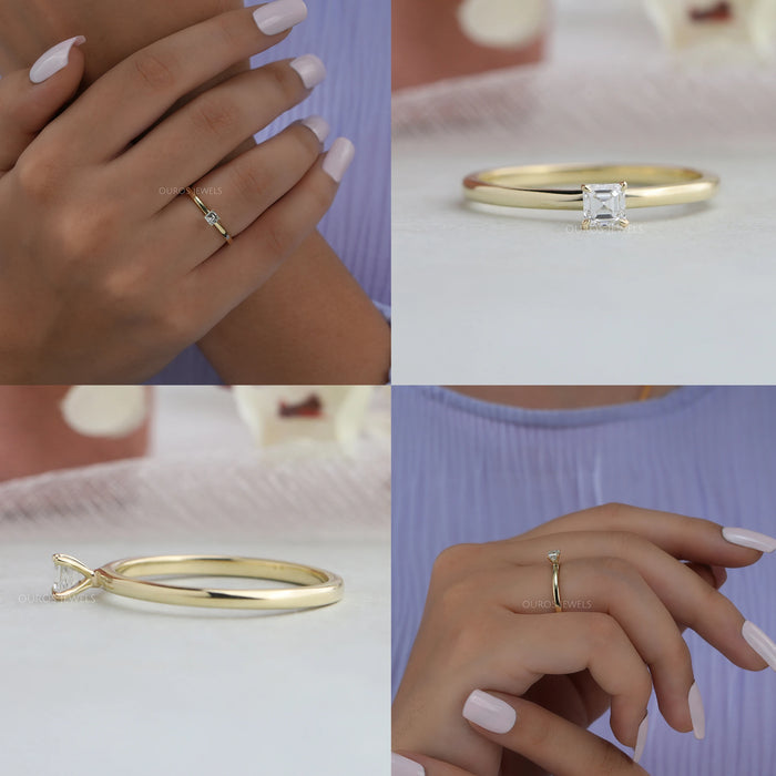 collage's of asscher cut lab diamond solitaire promise ring