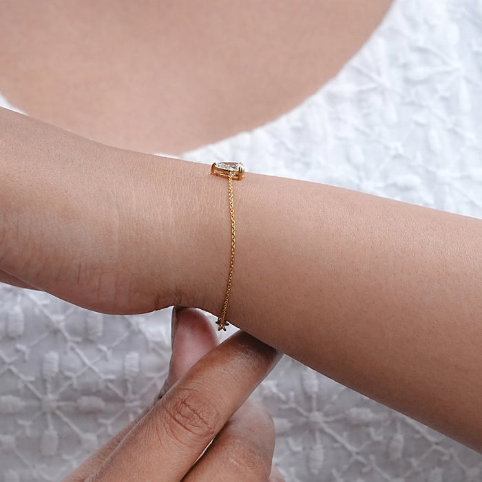 Pear-Shaped Solitaire Diamond Bracelet