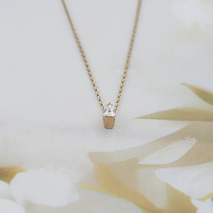 Old Mine Pear Diamond Half Bezel Solitaire Pendant