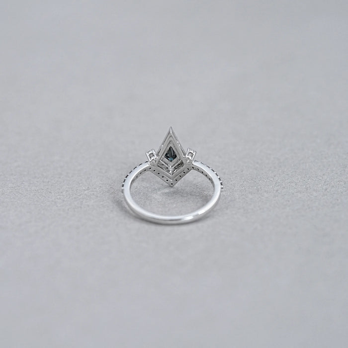 Natural Black kite Cut Halo Wedding Ring