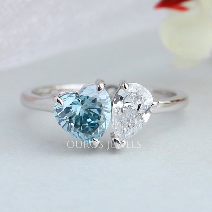 Heart and Pear Diamond Toi Et Moi Ring
