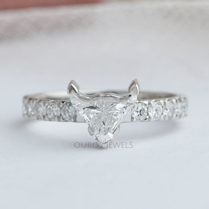 Unique Bull Cut Solitaire Accent Lab Grown Diamond Ring