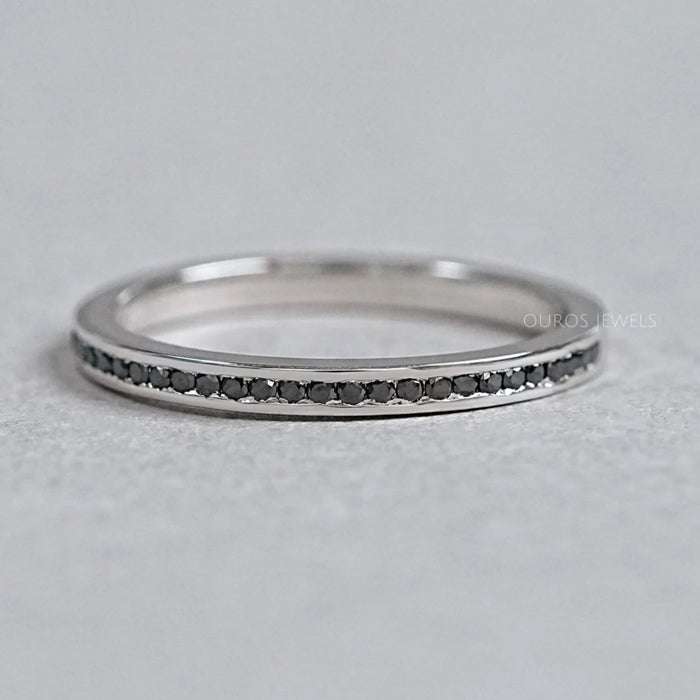 Black Round Lab Diamond channel Set Half Eternity Ring