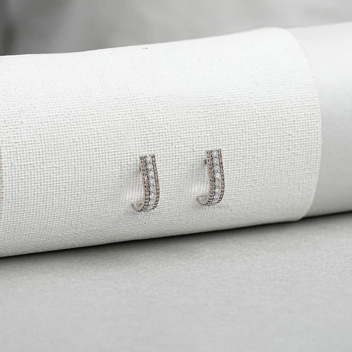 Round Diamond Bar Earrings