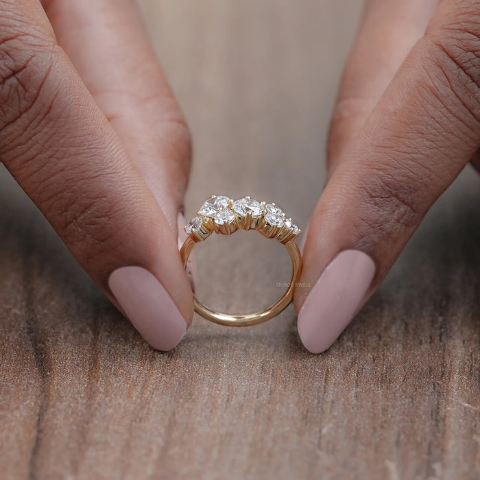 Round Lab Diamond  Cluster Dainty Wedding Ring