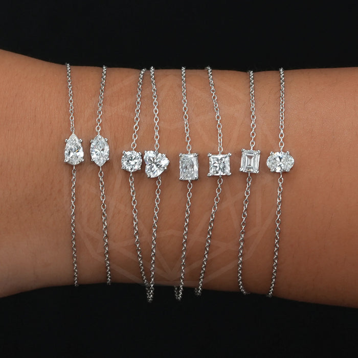 Multiple Solitaire Diamond Chain Bracelets
