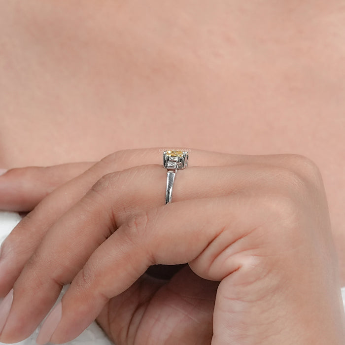 Canary Cushion Cut Lab Diamond Engagement Ring