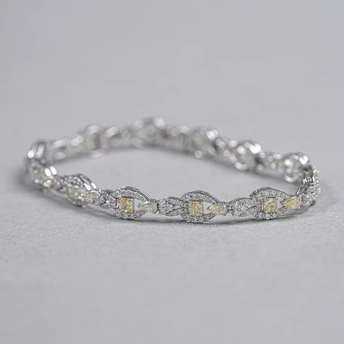 Yellow Cushion Cut Halo Tennis Bracelet
