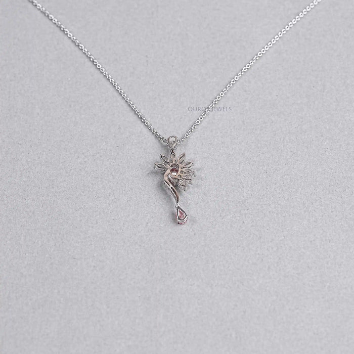 Pink Pear Flower Shape Diamond Pendant