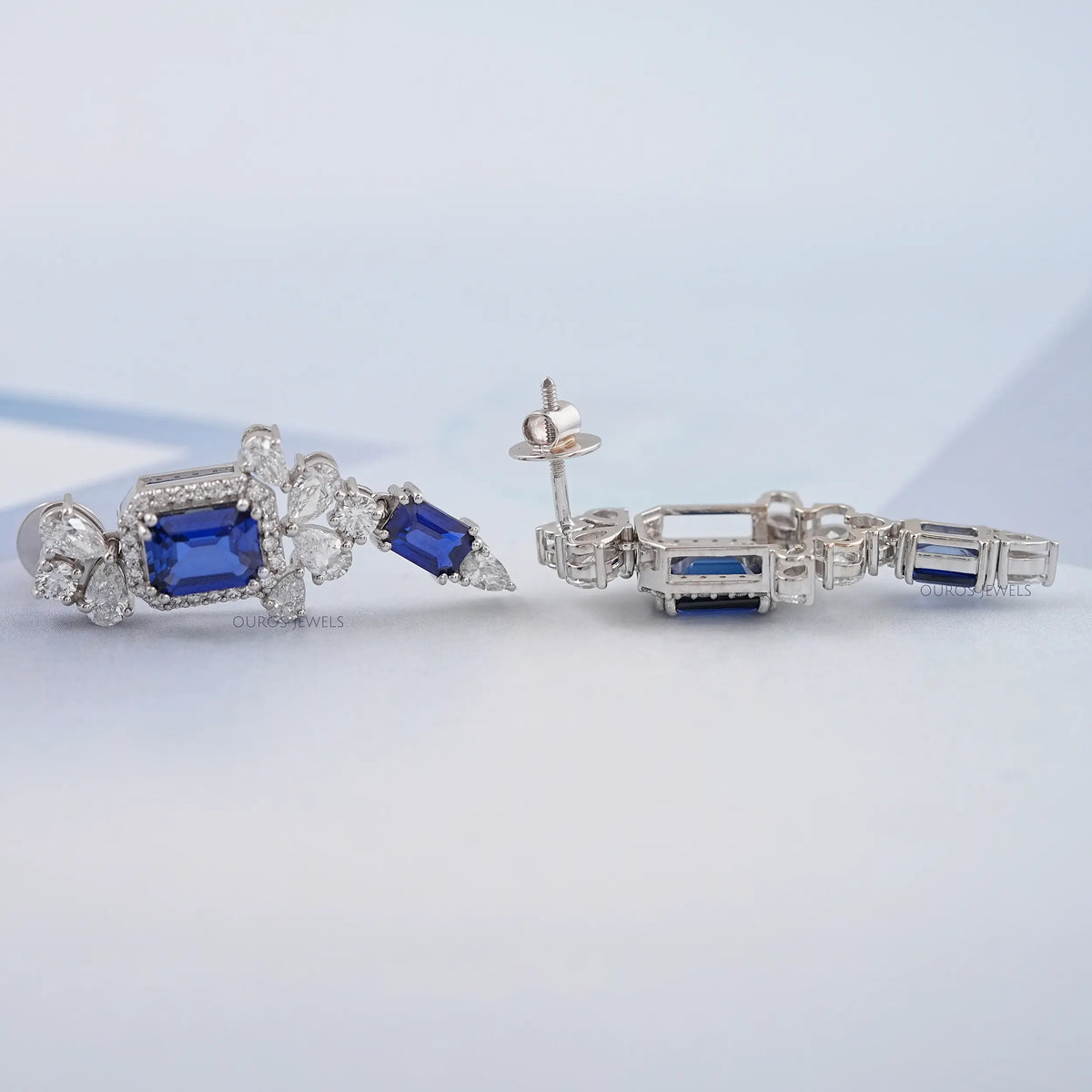 Blue Sapphire Gemstone Drop Earrings Earring