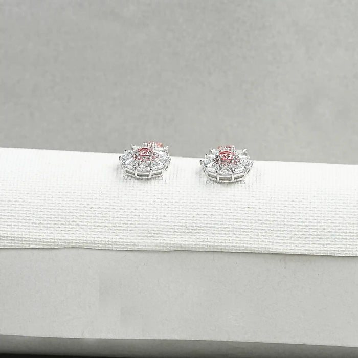 Pink Diamond Starburst Dangle Earrings