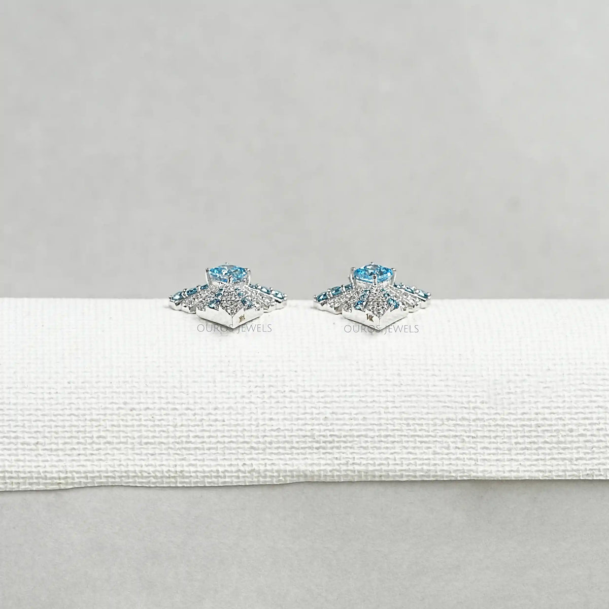 Blue Geometric Diamond Drop Earrings Earrings