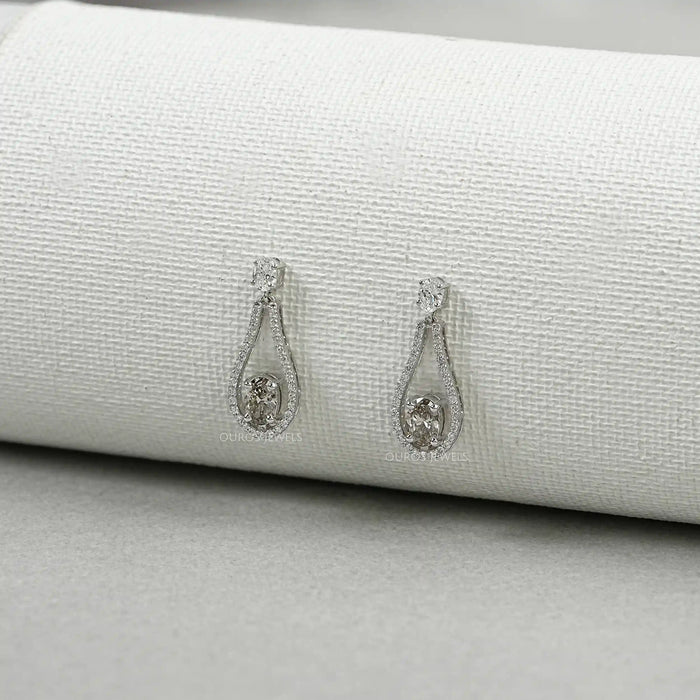 Diamond Layered Teardrop Dangle Earrings