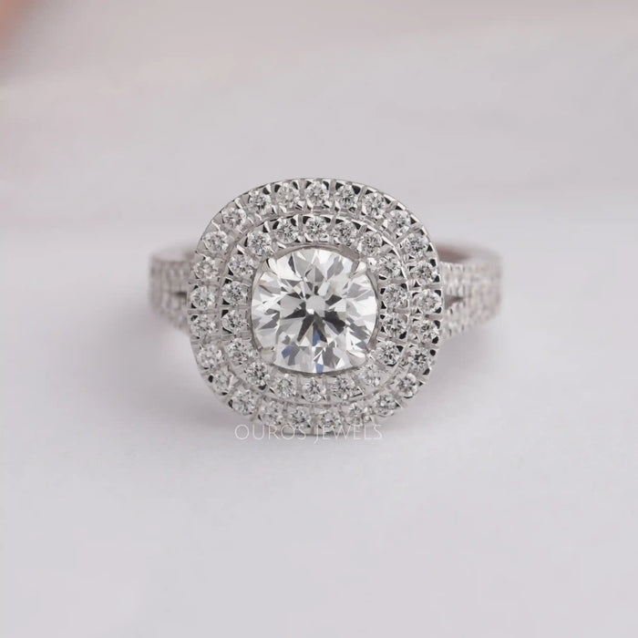 round diamond double halo engagement ring
