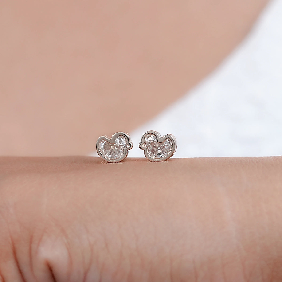 Duck Cut Lab Diamond Bezel Set Stud Earrings Earring
