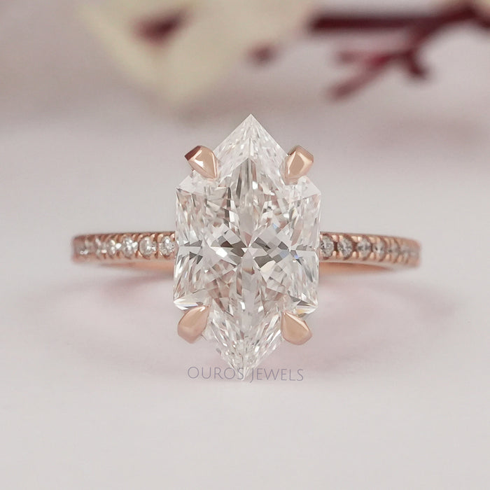 Marquise Cut Solitaire Engagement Ring with Accent Diamonds