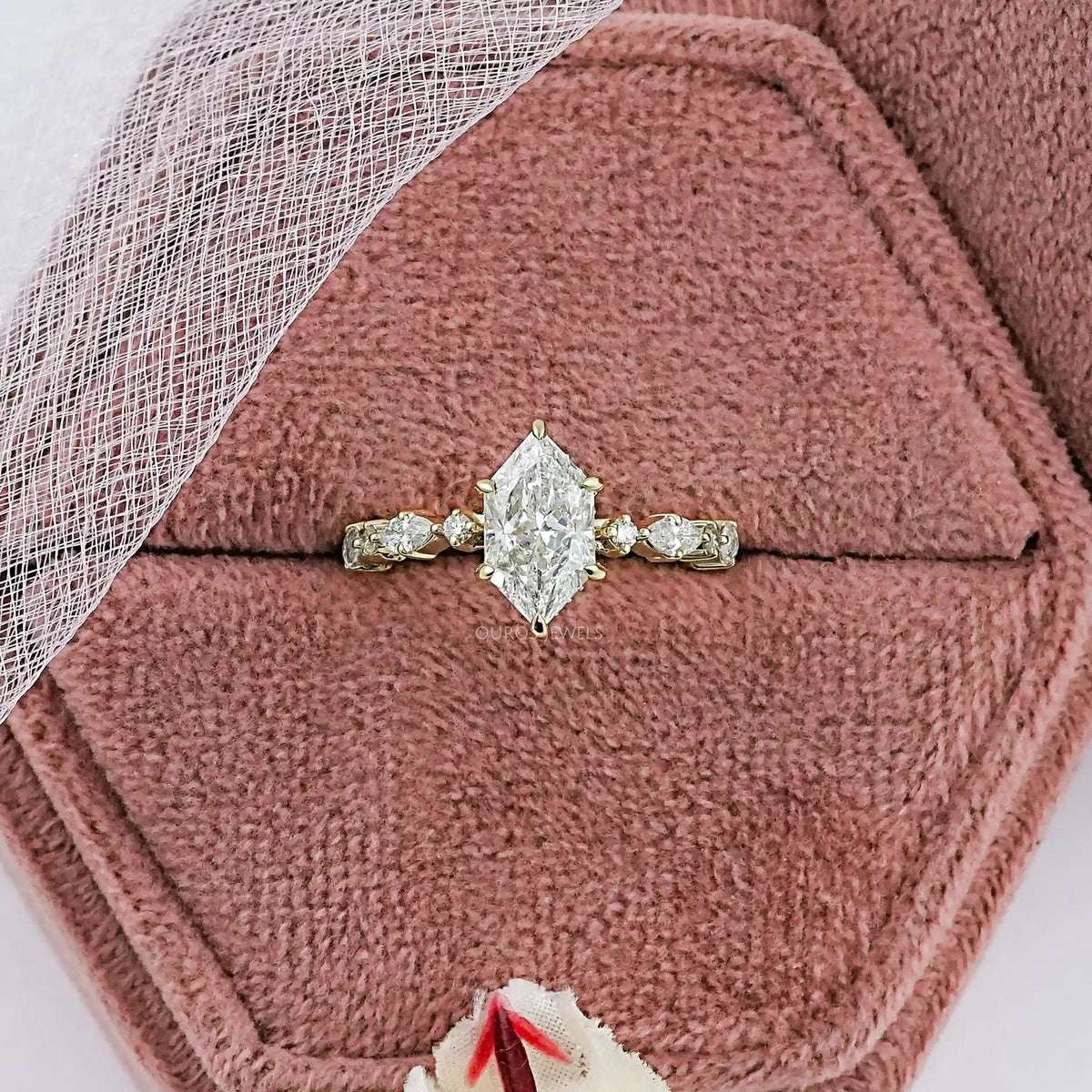 Dutch Marquise Cut And Accent Diamond Engagement Ring Ring
