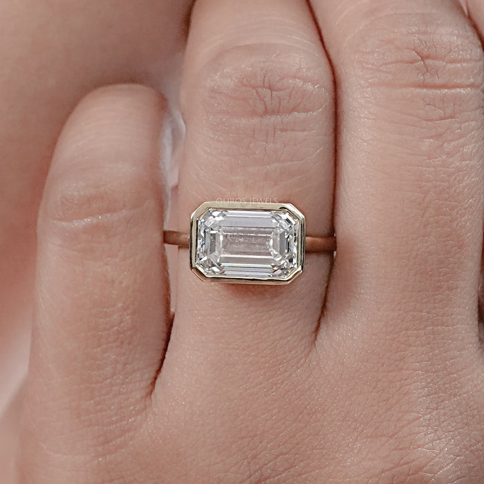East West Bezel Emerald Diamond Ring