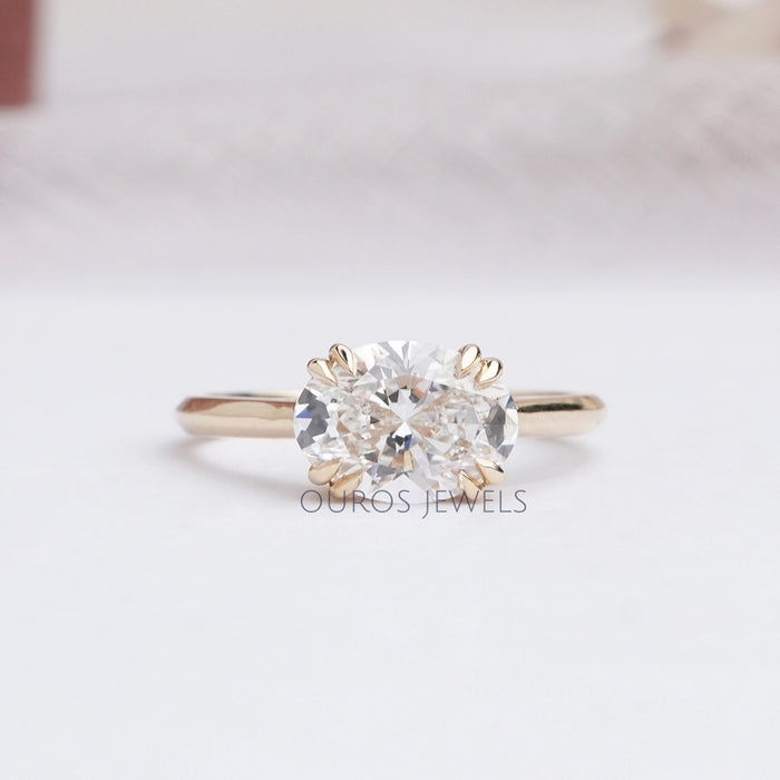 East West Solitaire Oval Diamond Ring