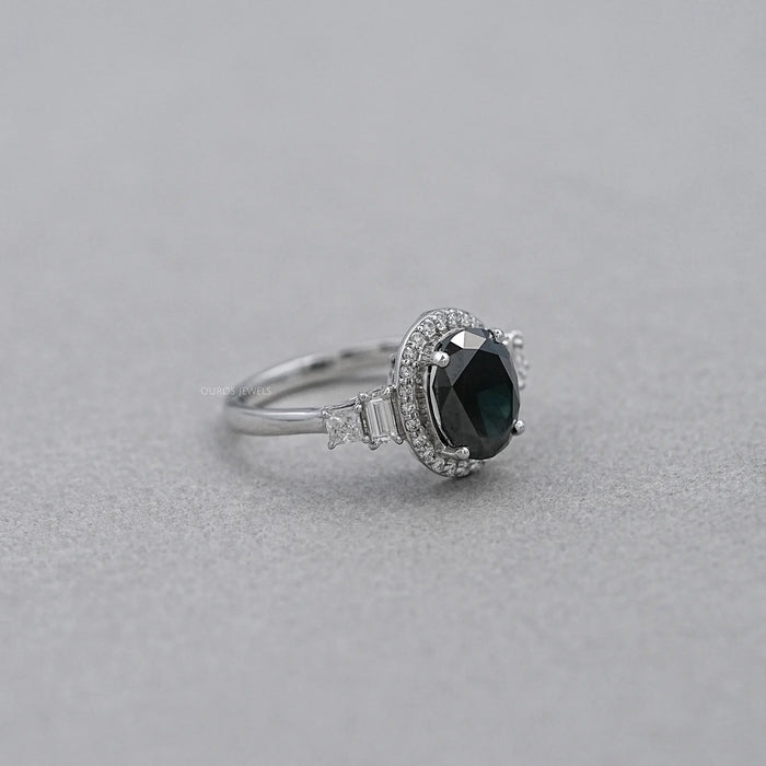 5 stone Black Oval Cut Diamond Ring