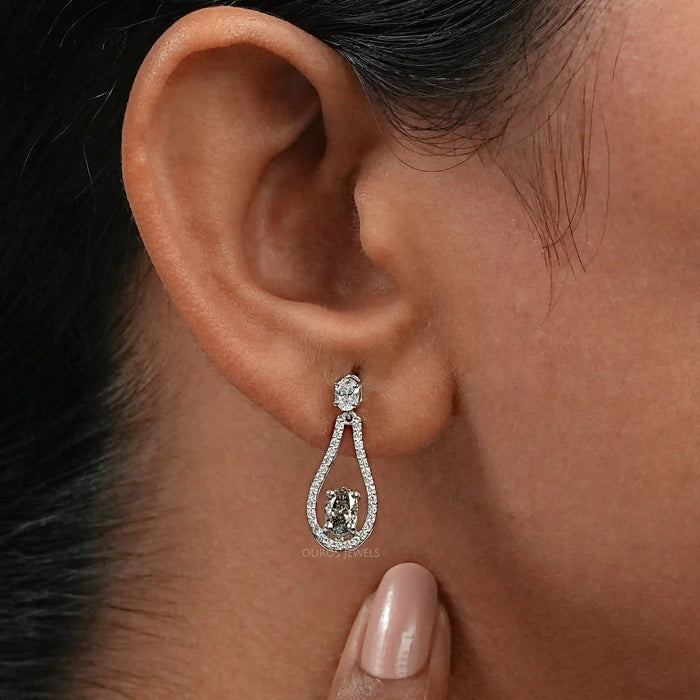Diamond Layered Teardrop Dangle Earrings