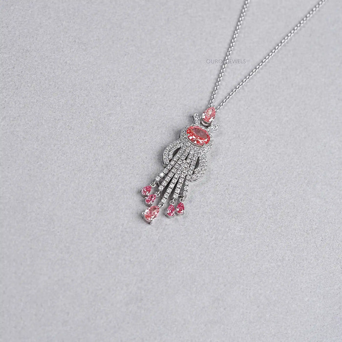 Pink Oval Cut Lab Diamond Pendant