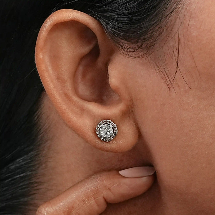 Pave Set Lab Diamond Stud Earrings