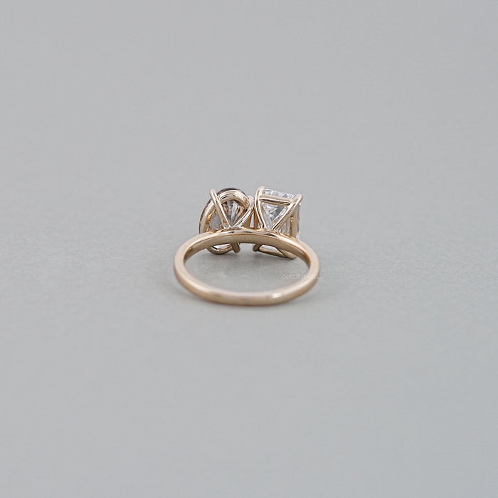 Toi Et Moi Emerald And Champagne Oval Cut Lab Diamond Ring