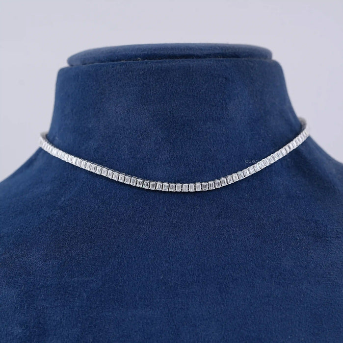 Emerald Cut Lab Grown Diamond Tennis Necklace