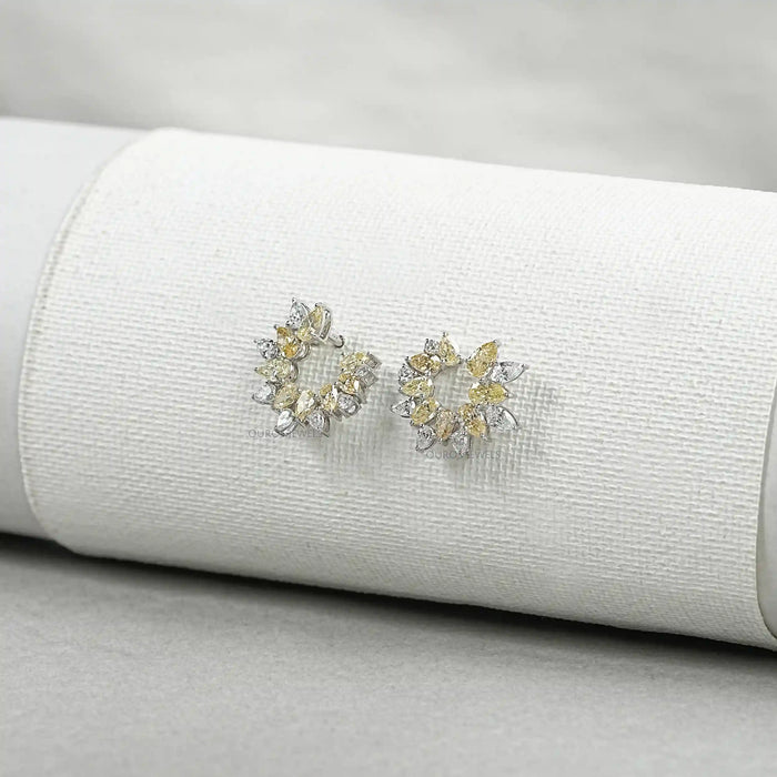 Yellow Pear Diamond Open Hoop Earrings