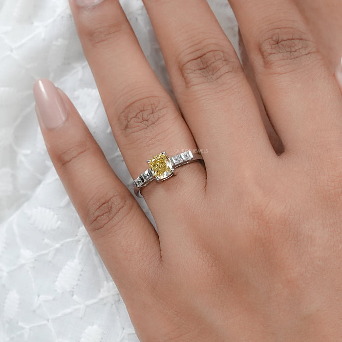 Canary Cushion Cut Lab Diamond Engagement Ring