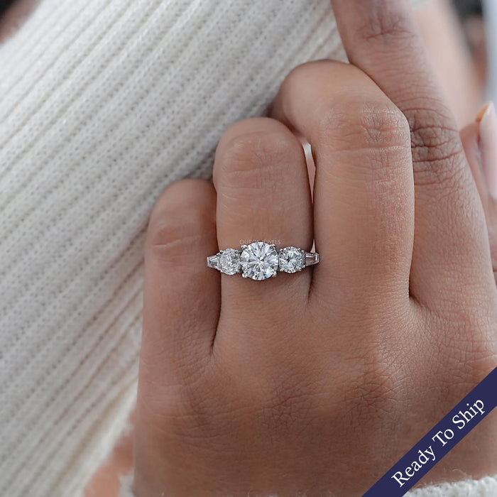 Five Stone Round Lab Diamond Engagement Ring