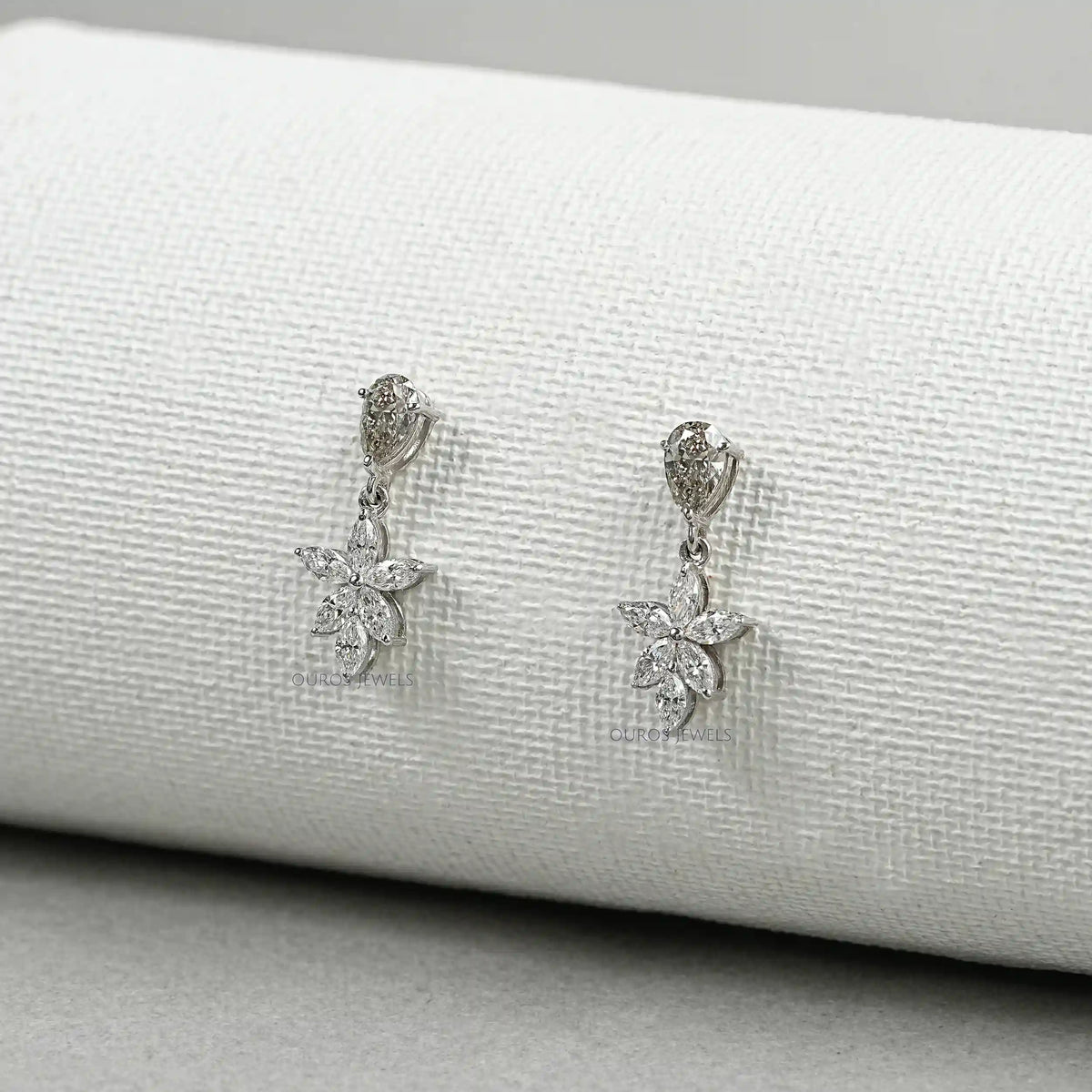 Floral Marquise Shape Drop Earrings Earrings