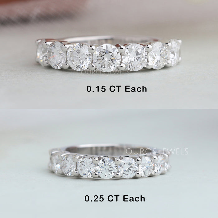 Round Cut Diamond Half Eternity Band, featuring 0.15 carat