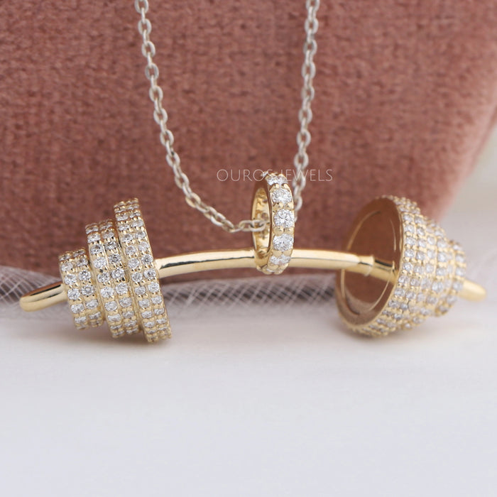 Round Diamond Dumbbell Pendant