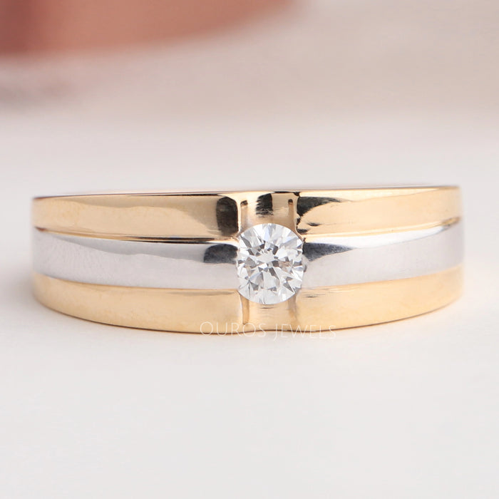Two-tone Round Diamond Solitaire Ring