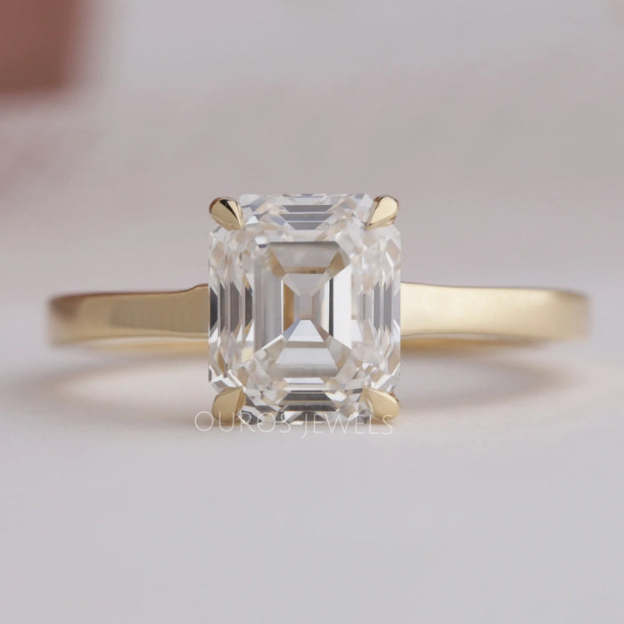 Old Mine Emerald Diamond Solitaire Engagement Ring
