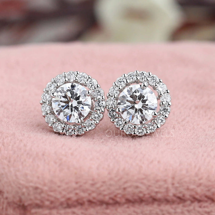 Round Lab Diamond Halo Setting Studs
