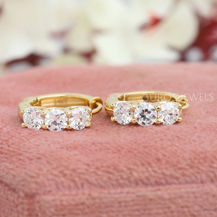Antique OEC Round Diamond Cuff Hoops