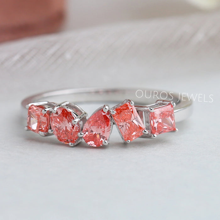 5 Stone Pink Lab Grown Diamod Ring