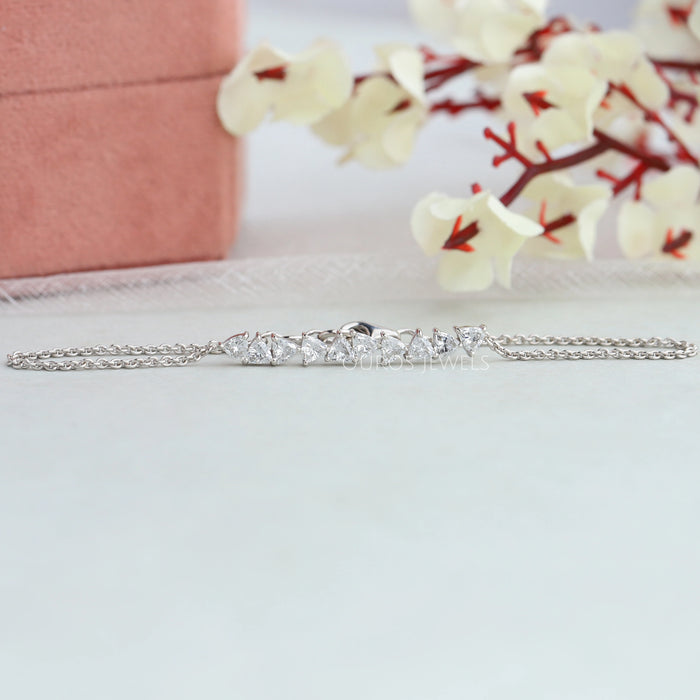 Trillion Cut Lab Made Diamond Link Bracelet