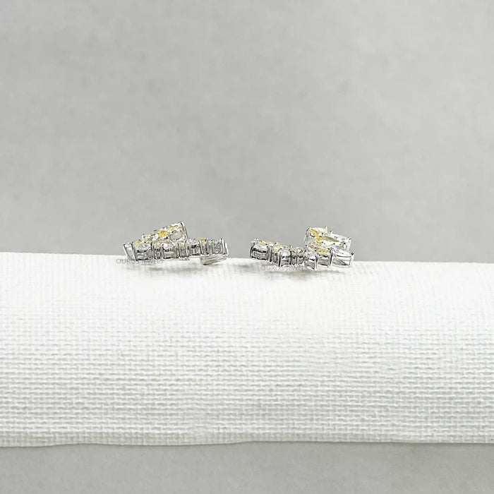 Yellow Pear Diamond Open Hoop Earrings